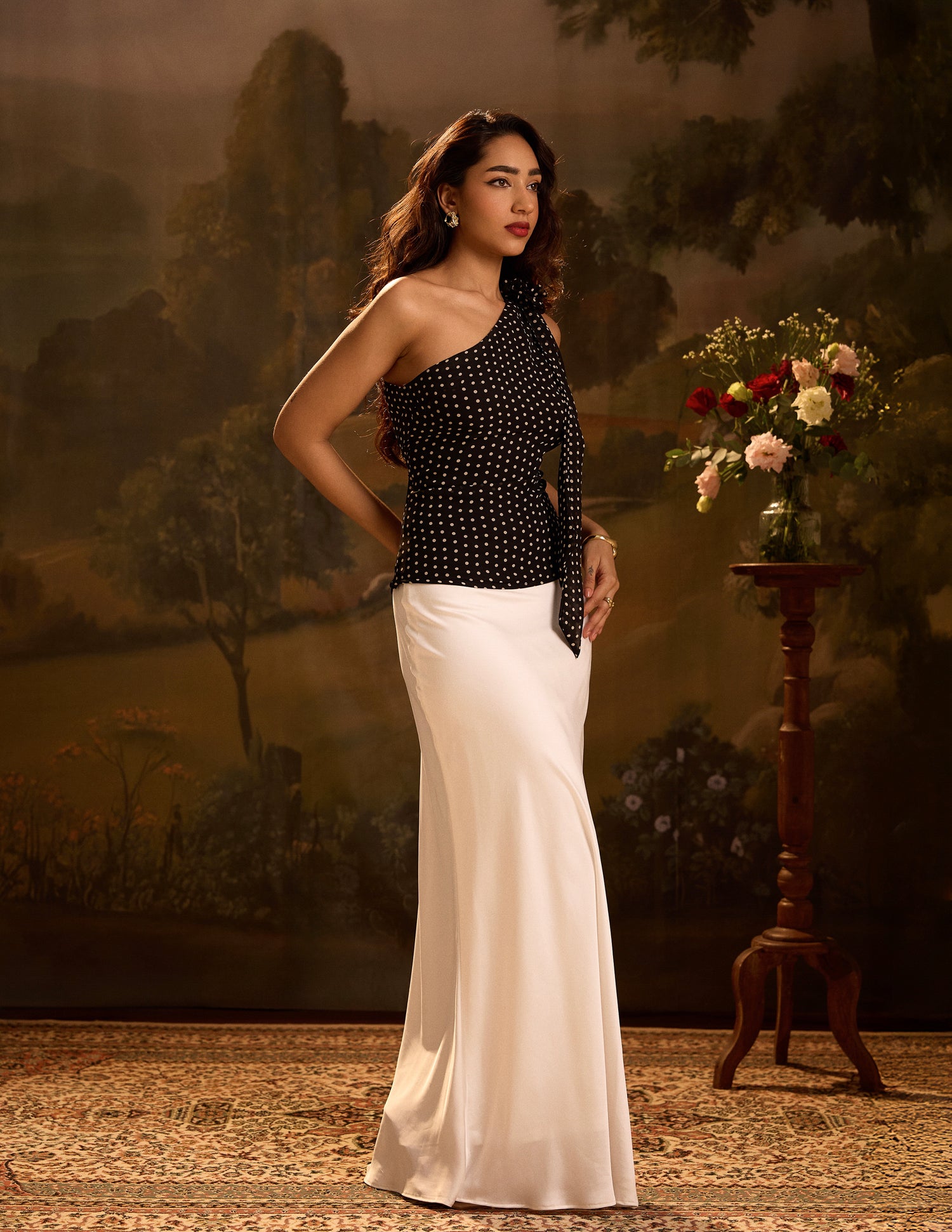 Flower Detail One Shoulder Top