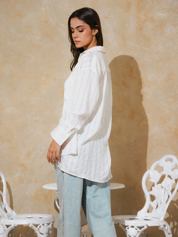 Asymmetrical Hem Detailed Oversized Shirt