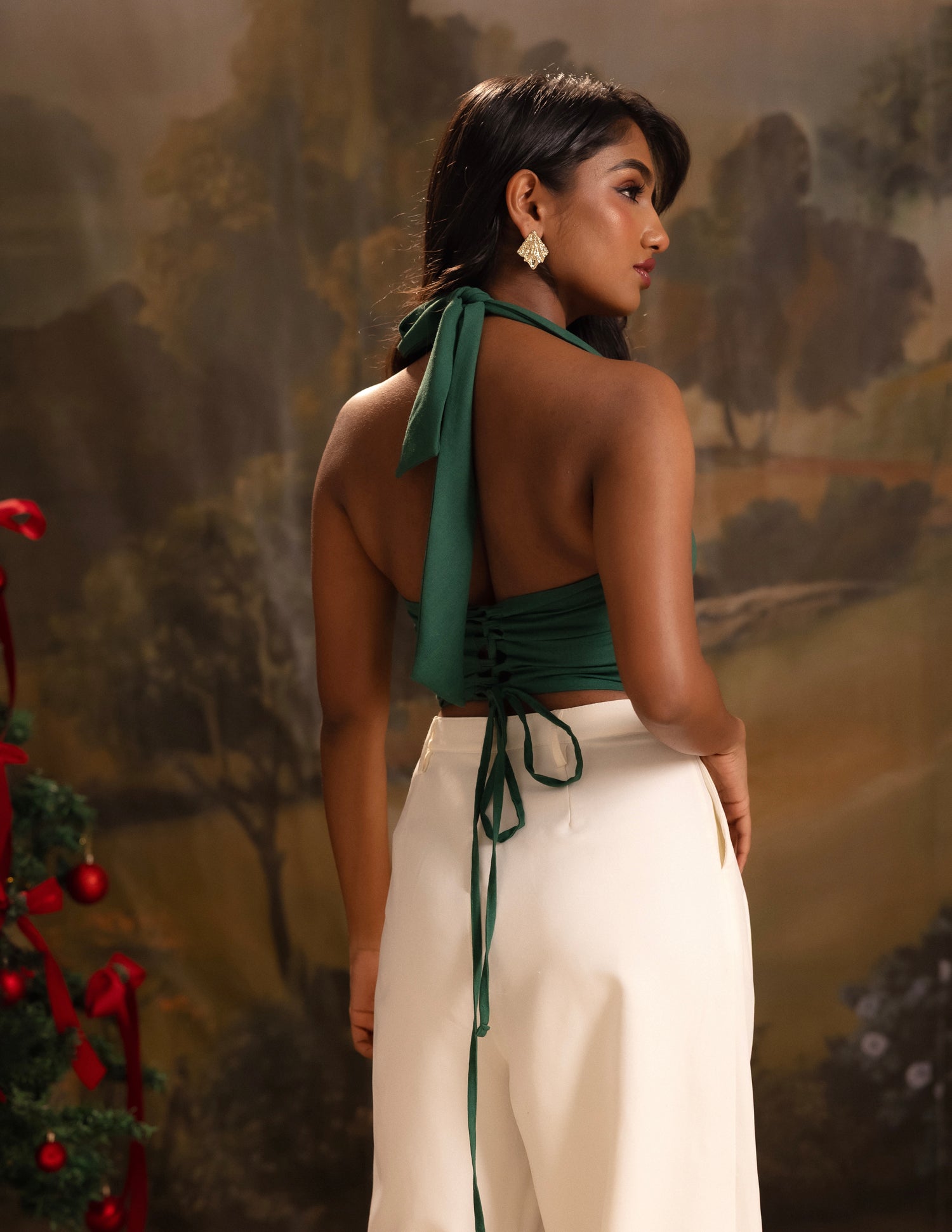 Halter Neck Back Tie Up Top