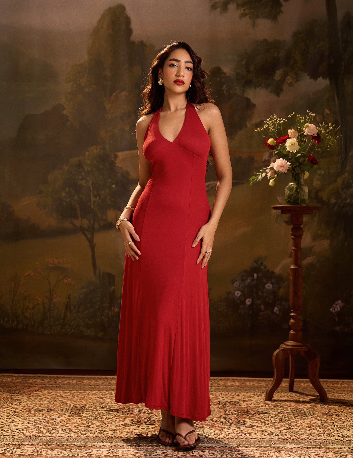 Halter Neck Bustier Maxi Dress