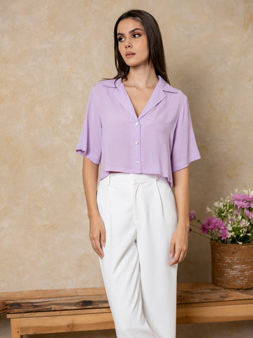 Button Down Cropped Shirt