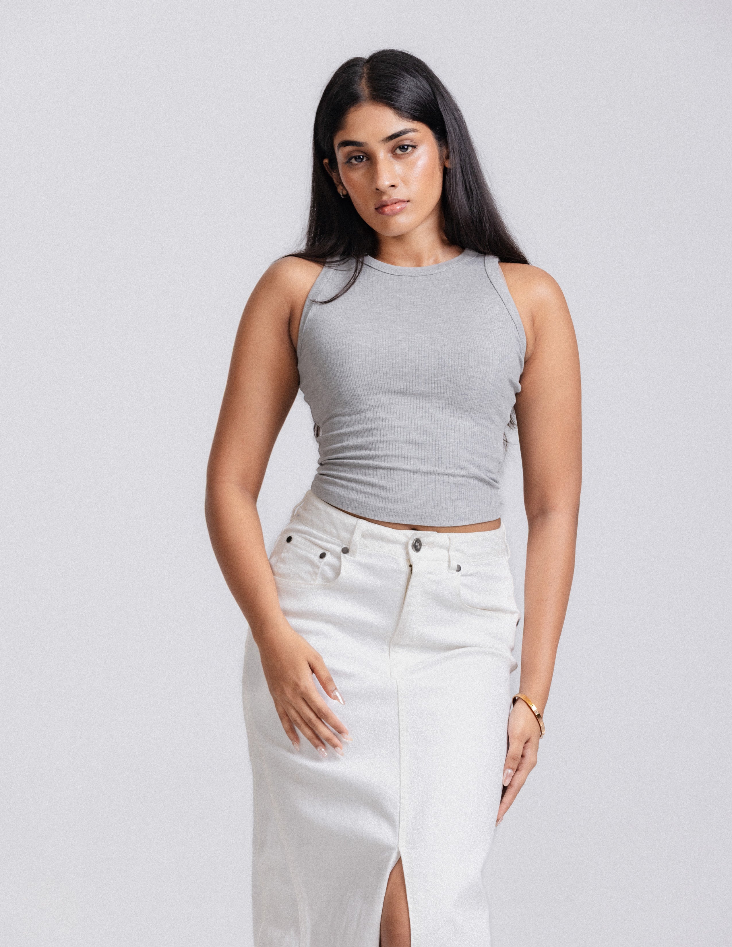 Beck High Neck Sleeveless Fitted Top