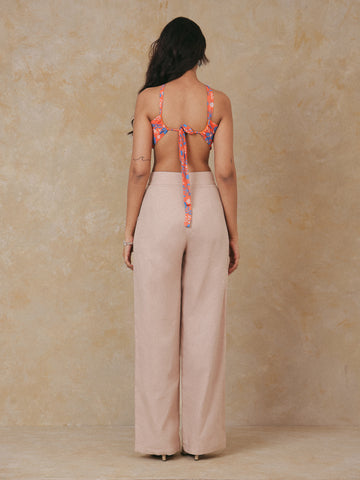 Front Pleated Wide Leg Pant