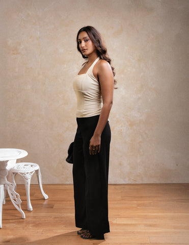 Pintuck Detail Wide Leg Pant