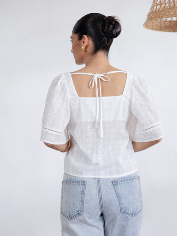 Button Down Square Neck Top
