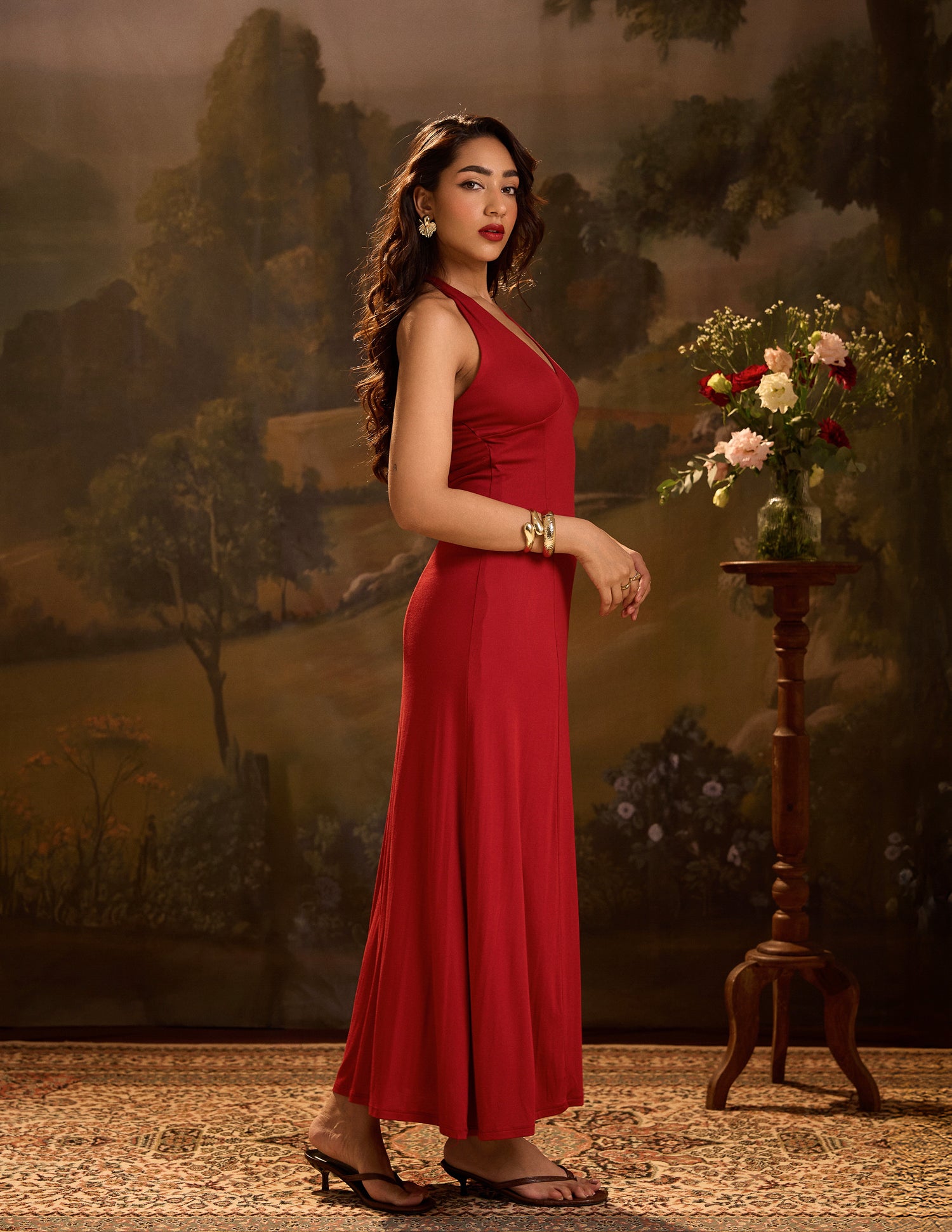 Halter Neck Bustier Maxi Dress