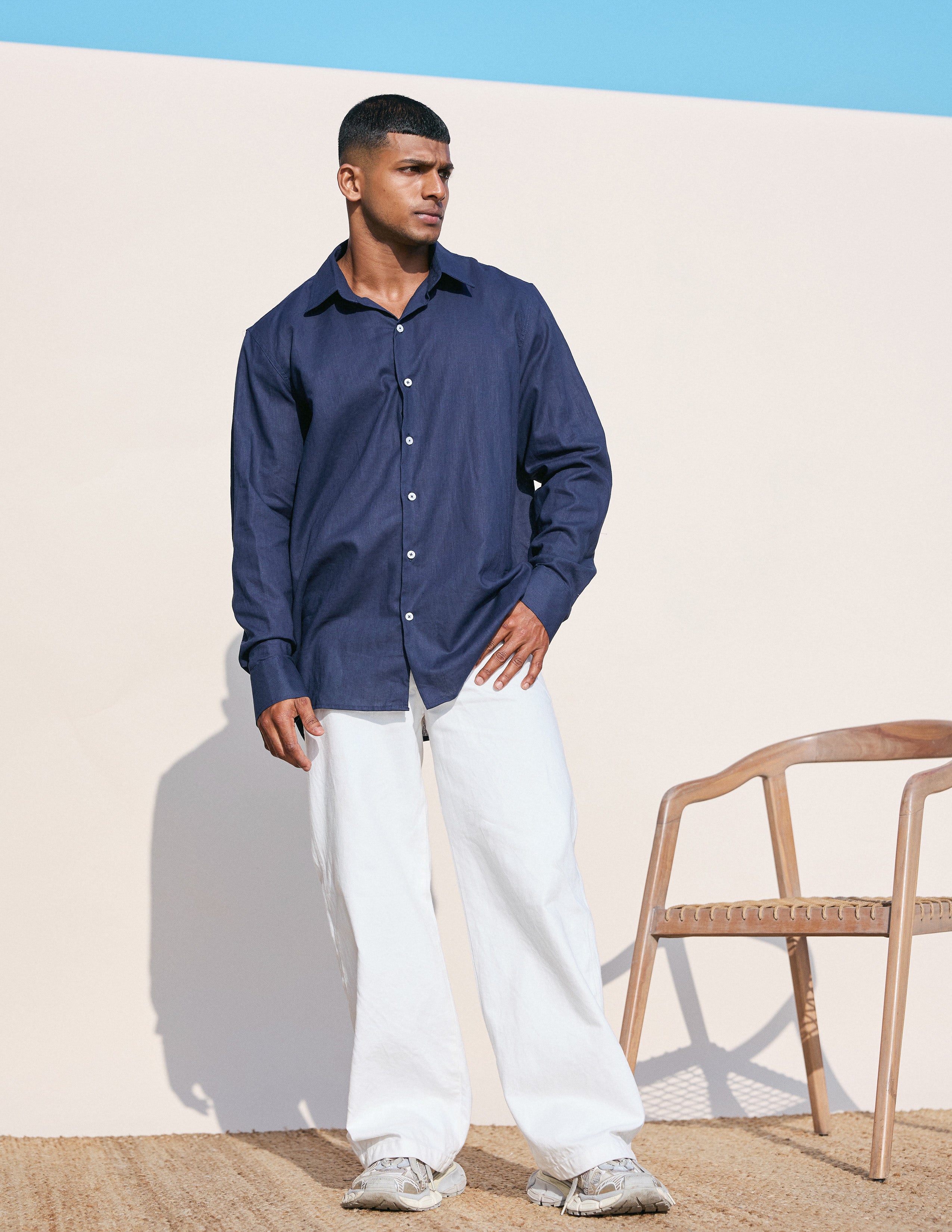 Cb and placket x stitch detailed shirt