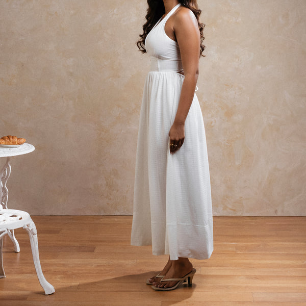 Halter Neck Back Tieup Maxi Dress