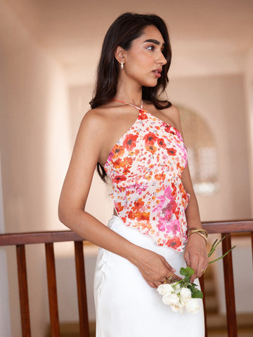 Halter Neck Frill Detailed Top