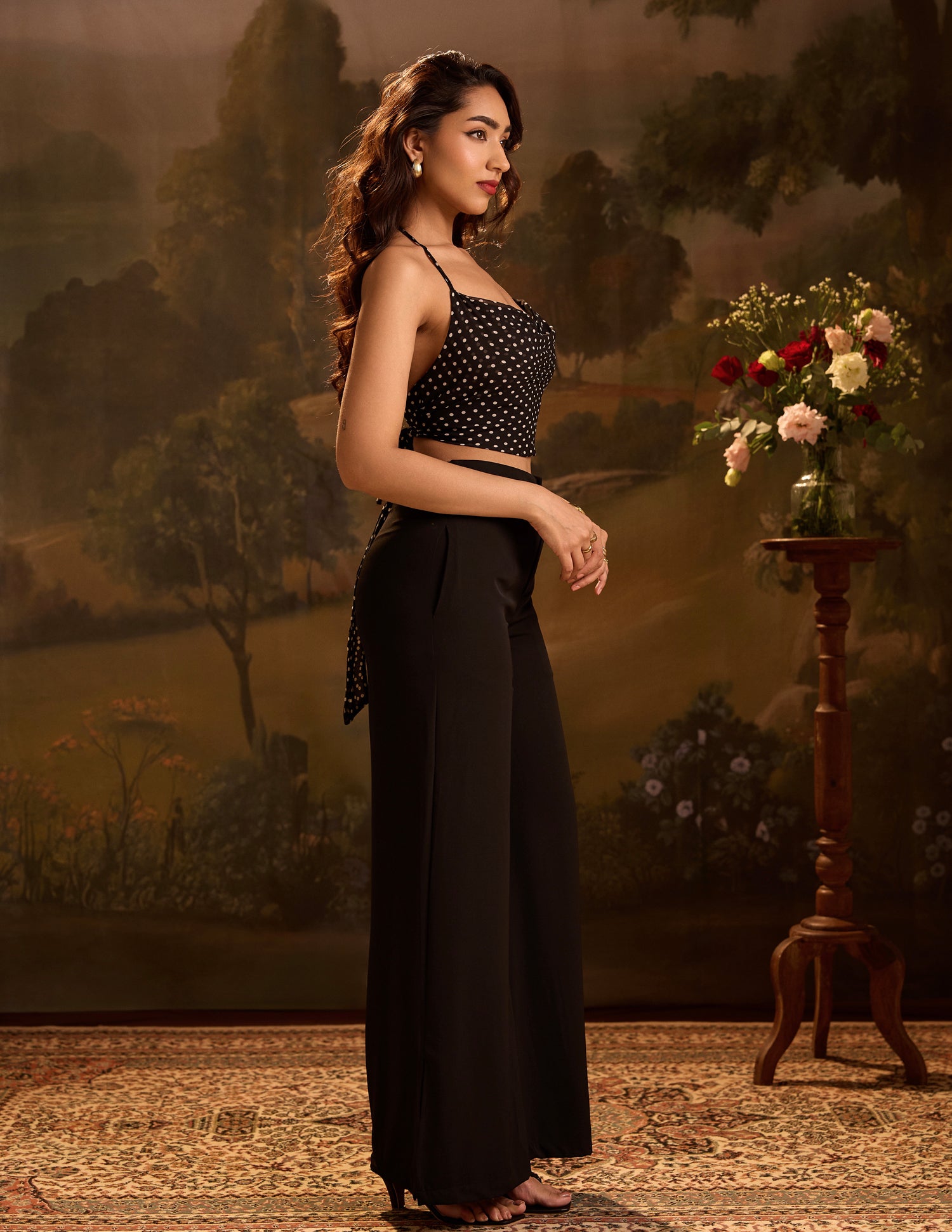 Mid Waist Wide Leg Pant