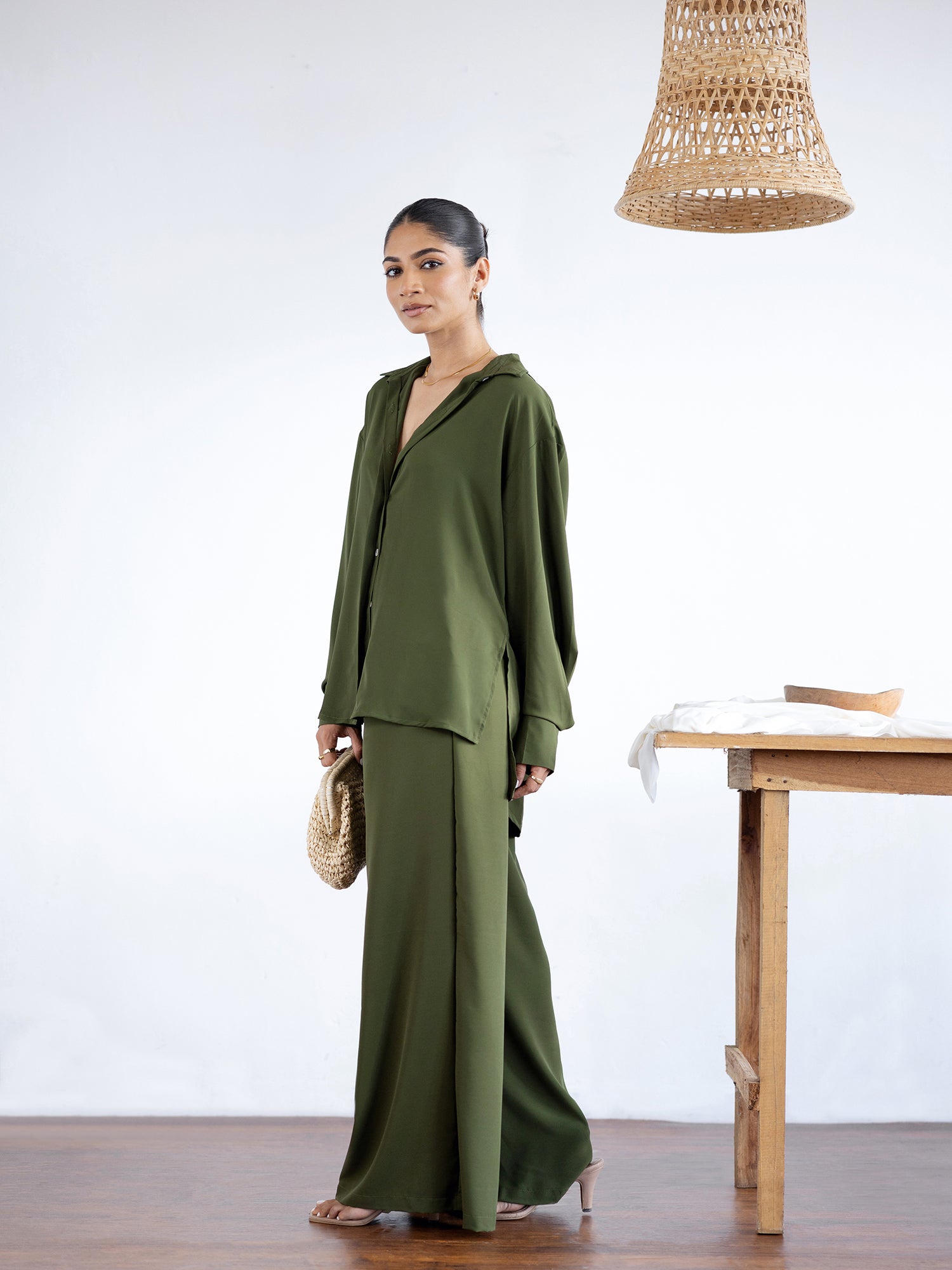 Front Pleated Wide Leg Pant