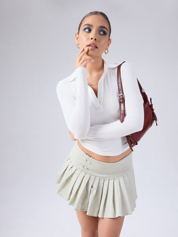 Daphne Collar Detailed Long Sleeved Top