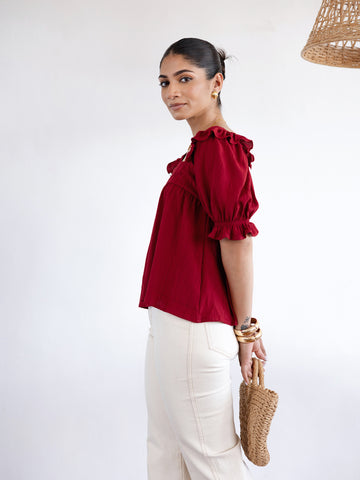 Square Neck Puff Sleeved Top