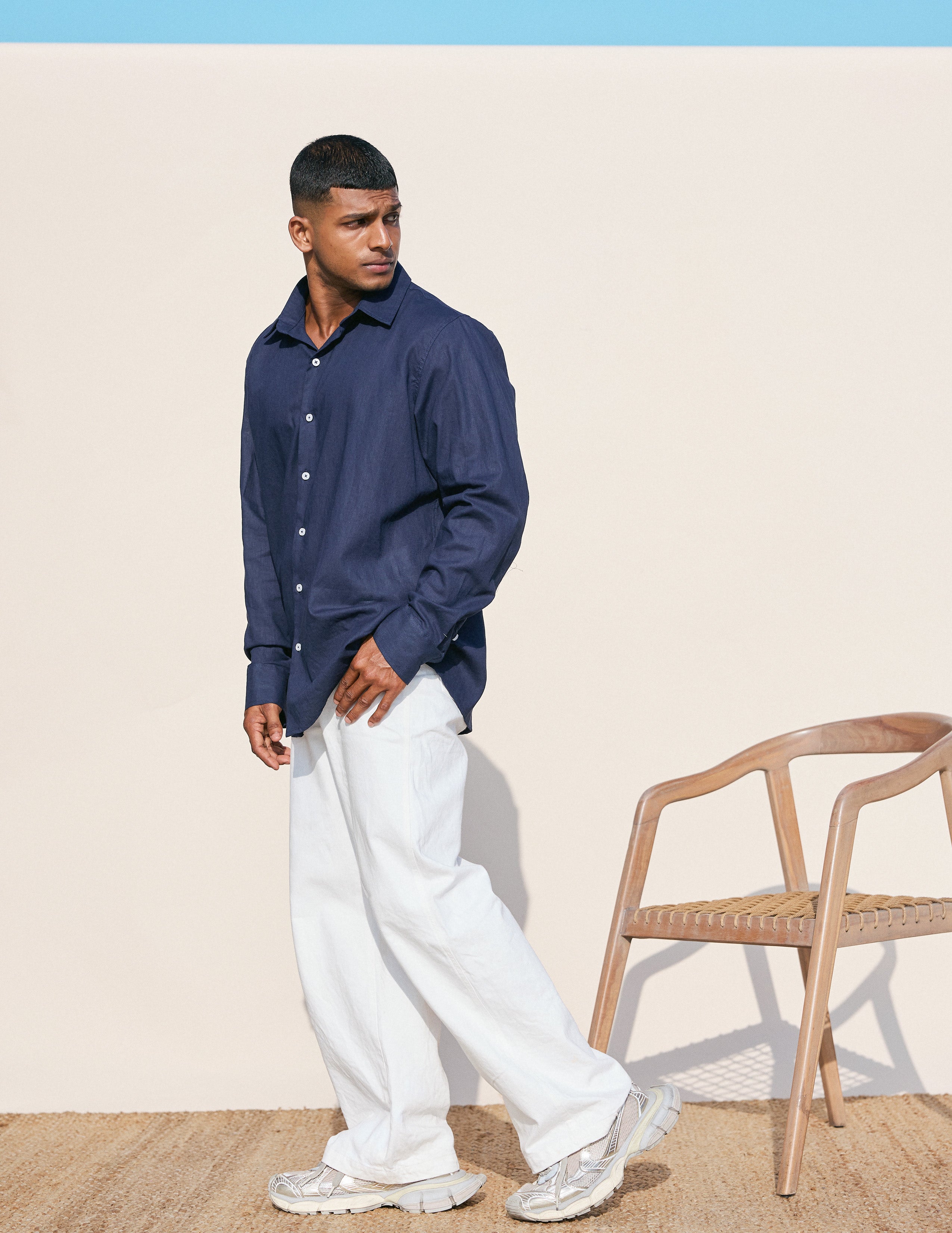 Cb and placket x stitch detailed shirt