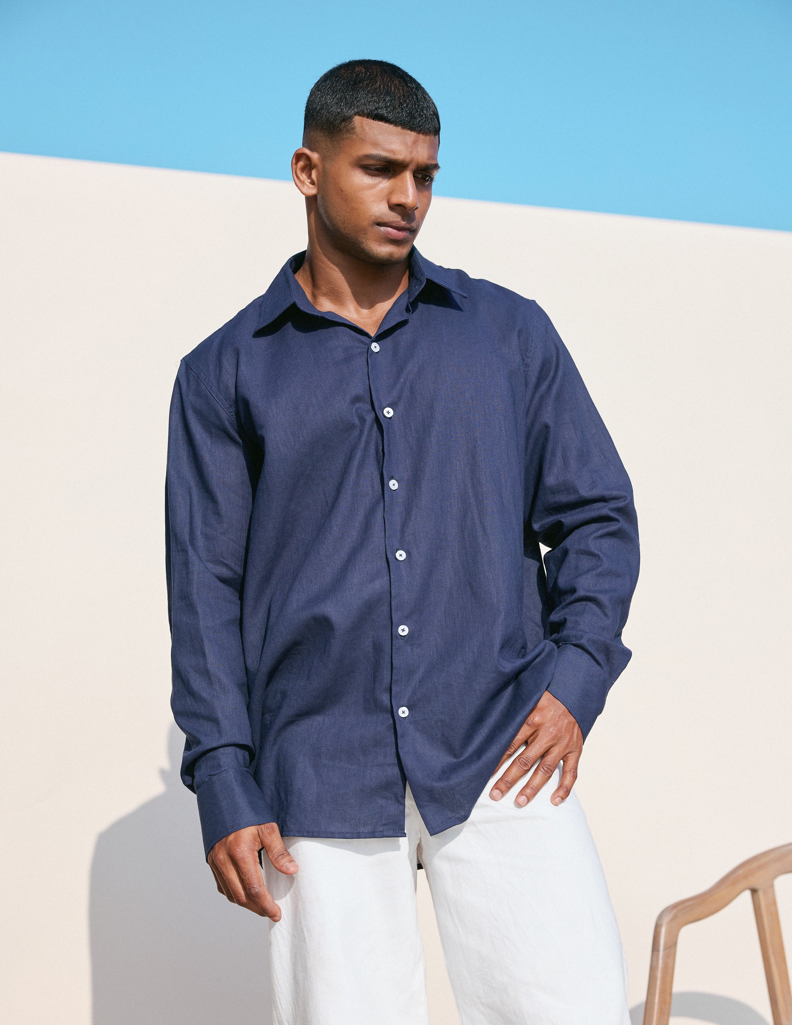 Cb and placket x stitch detailed shirt