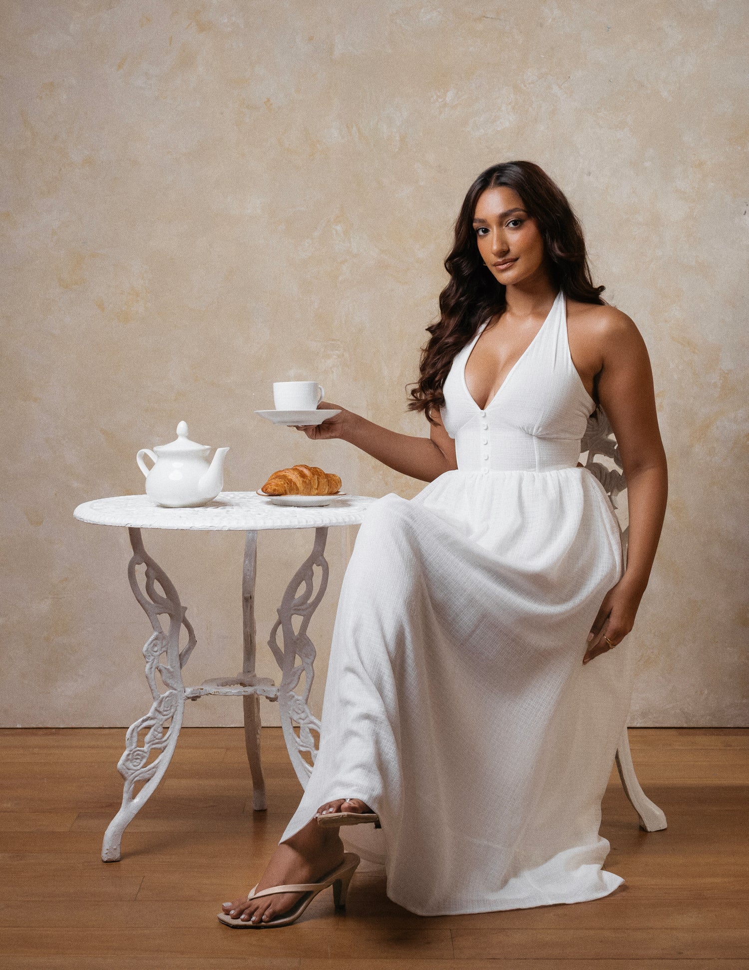 Halter Neck Back Tieup Maxi Dress