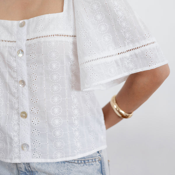 Button Down Square Neck Top