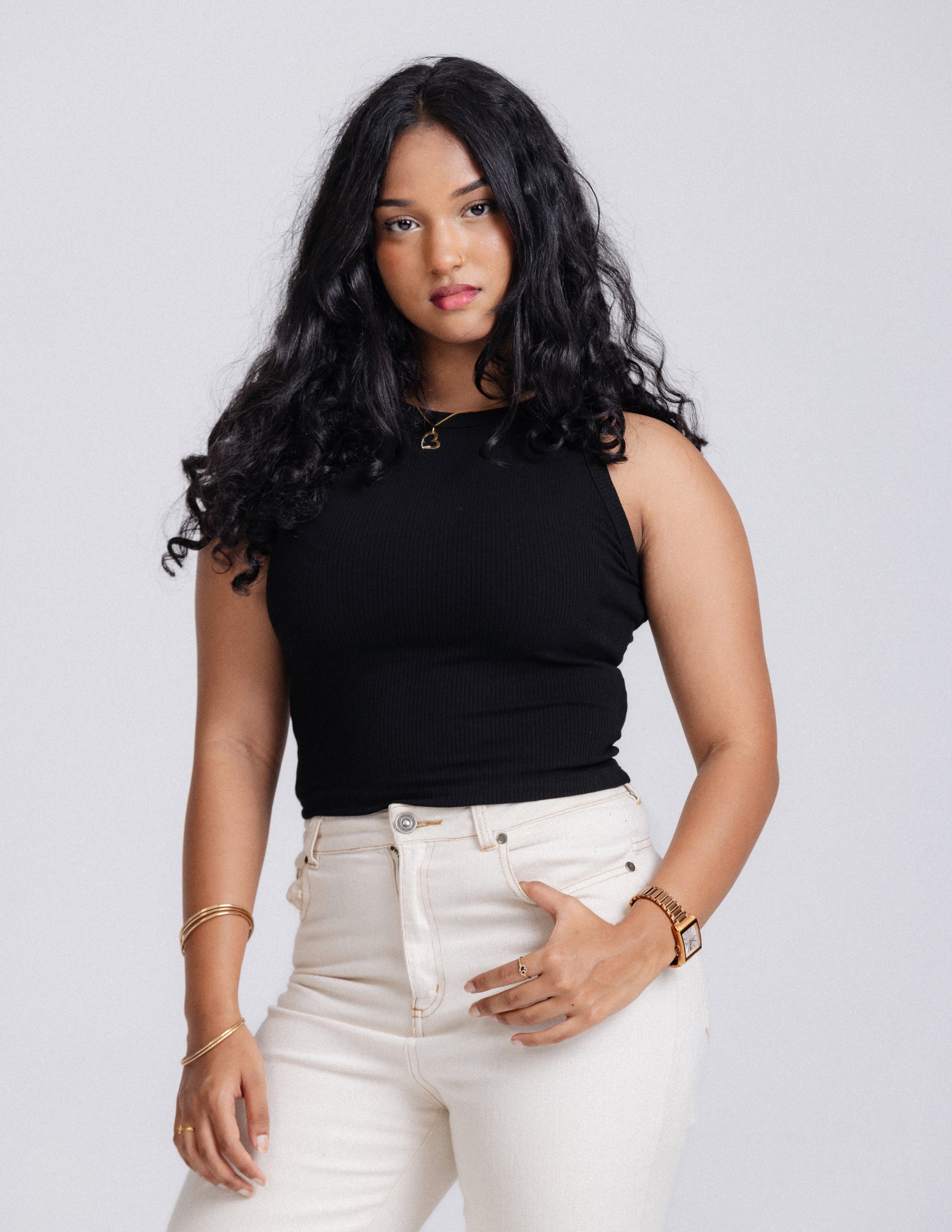 Beck High Neck Sleeveless Fitted Top