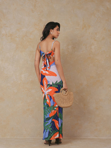 Bustier Detailed Printed Maxi Dress