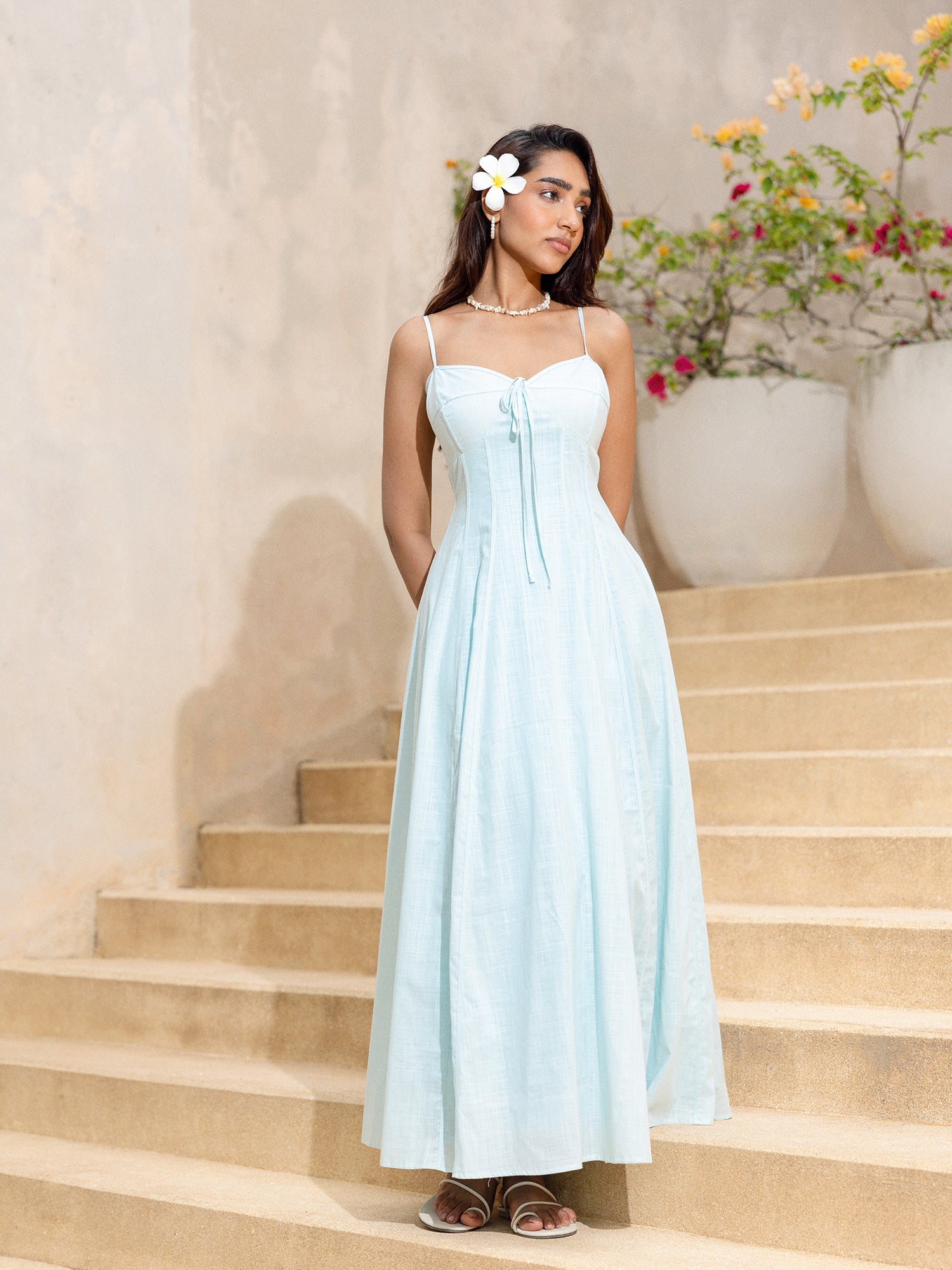 Binding Detailed Bustier Maxi Dress