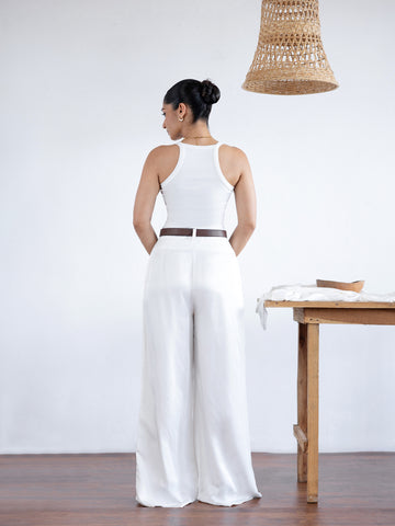Front Pleated Wide Leg Pant
