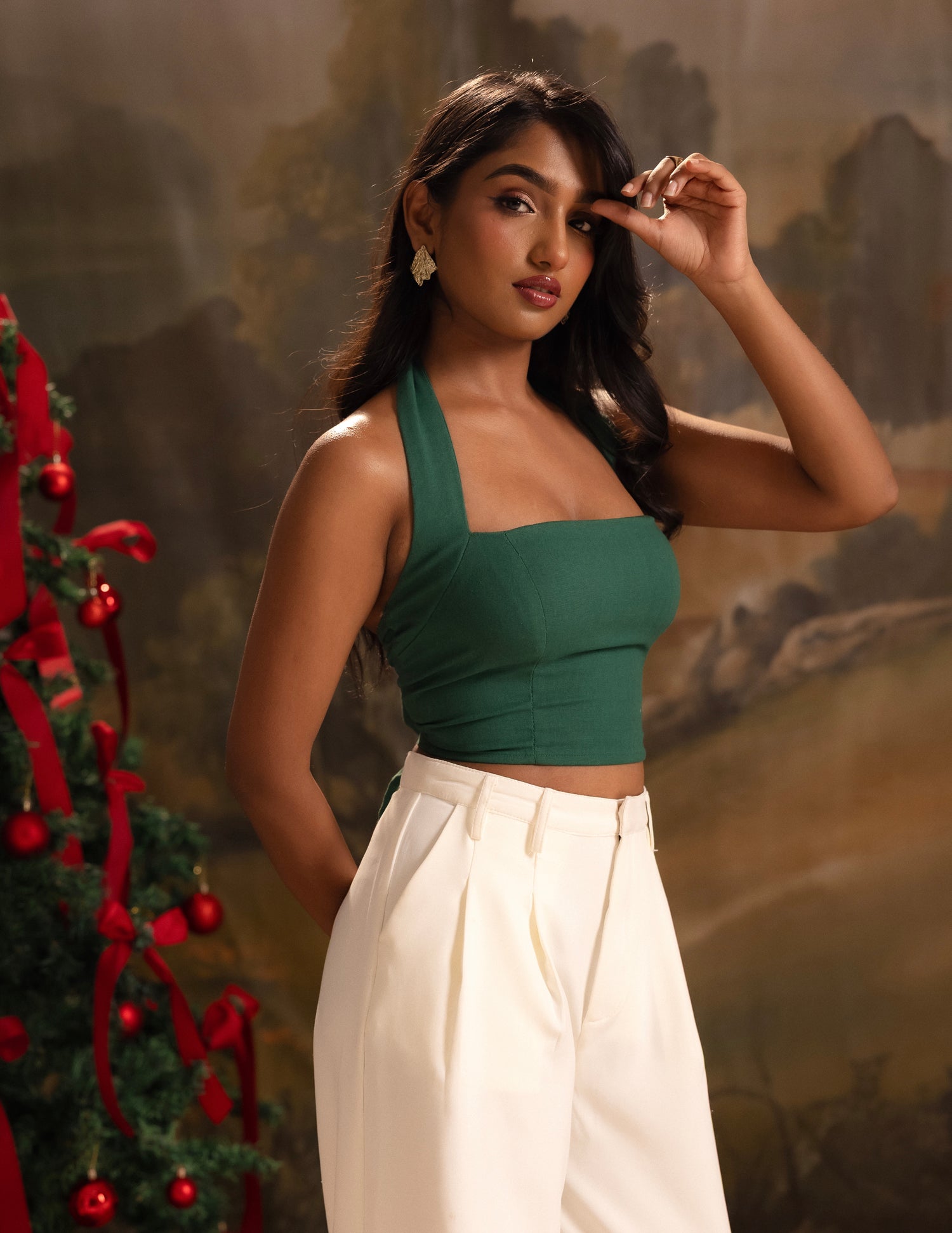 Halter Neck Back Tie Up Top