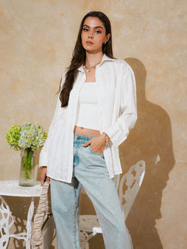 Asymmetrical Hem Detailed Oversized Shirt