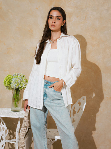 Asymmetrical Hem Detailed Oversized Shirt