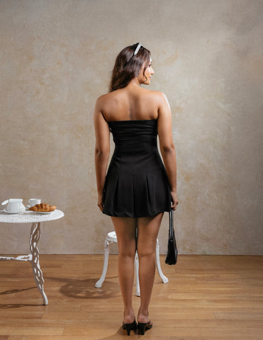 Pleat Detail Tube Mini Dress