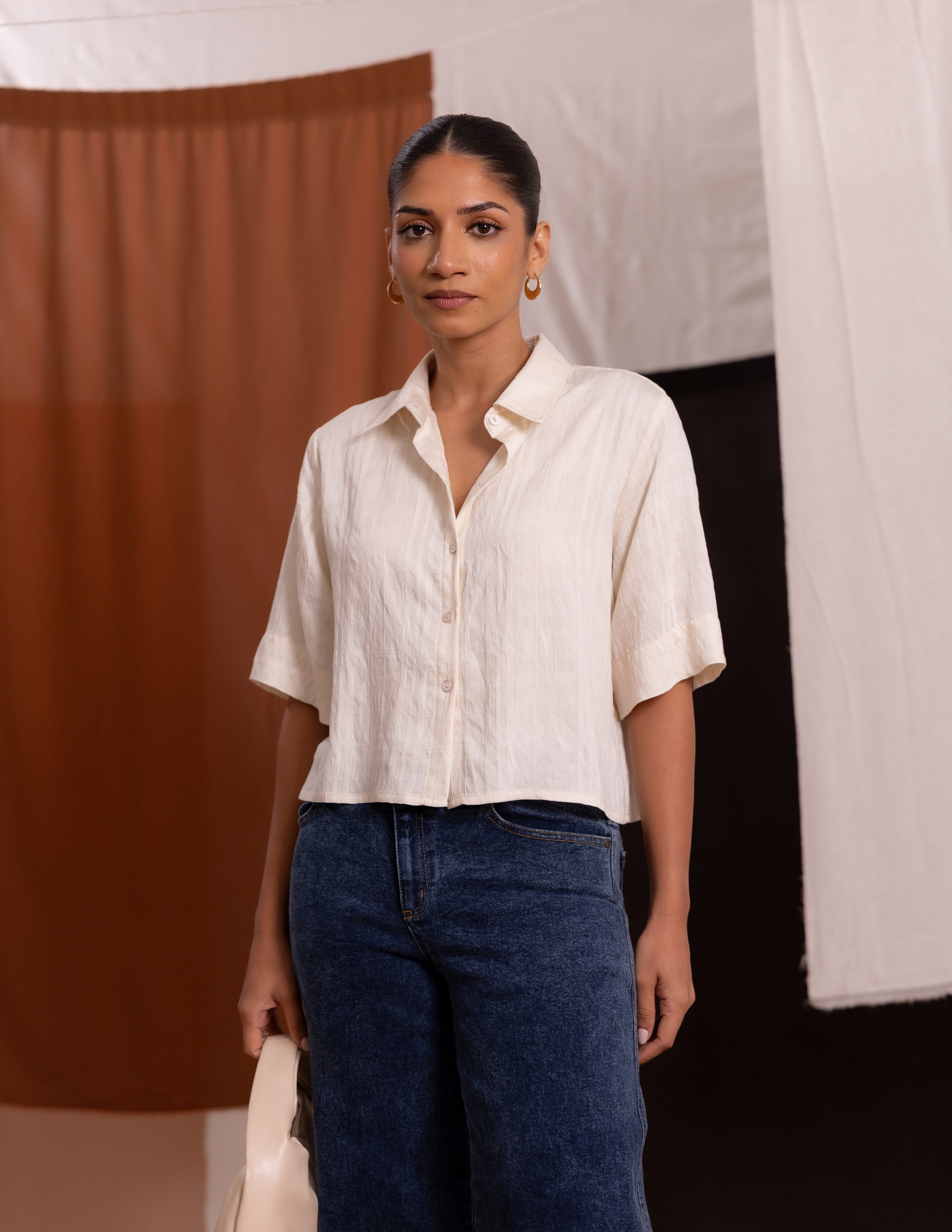 Button Down Crop Shirt