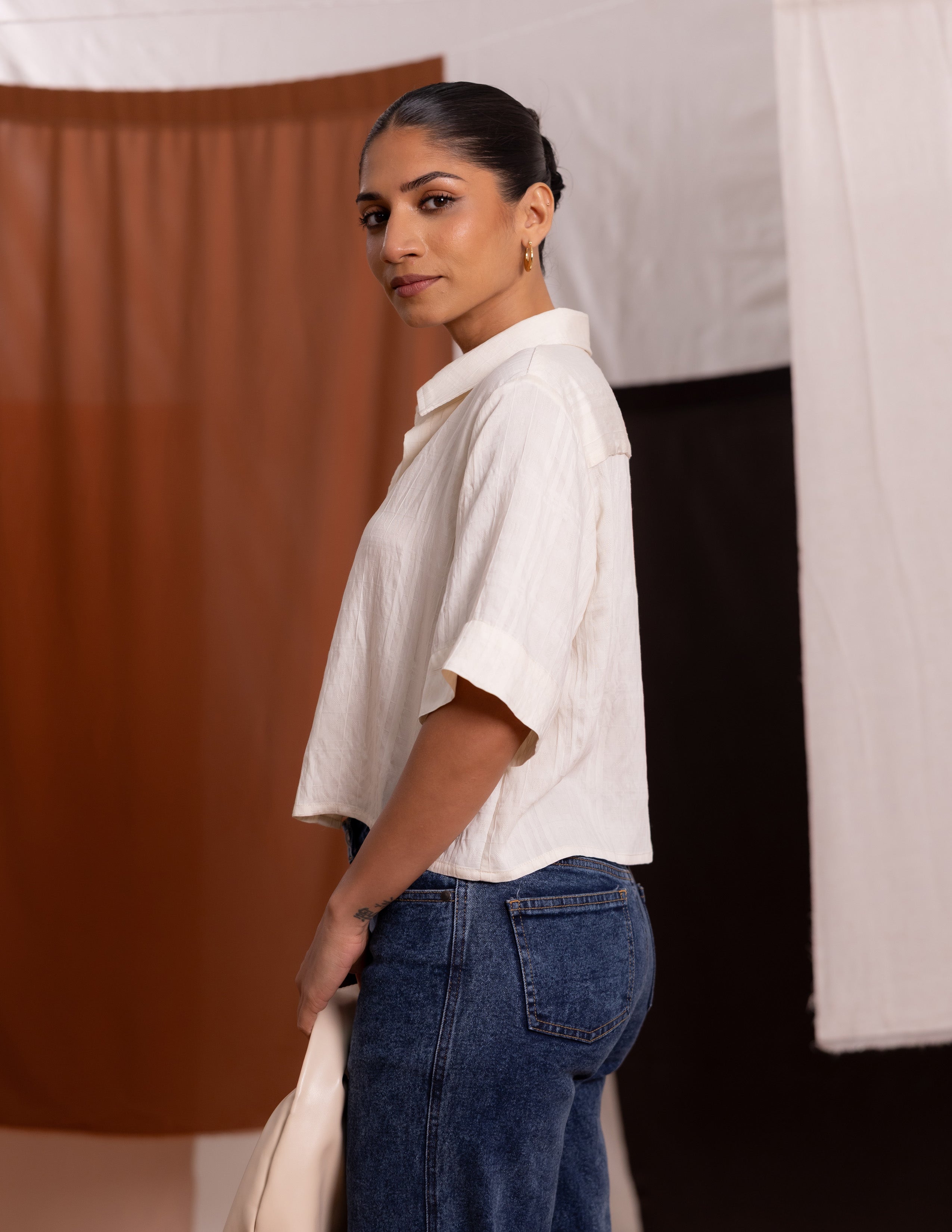 Button Down Crop Shirt
