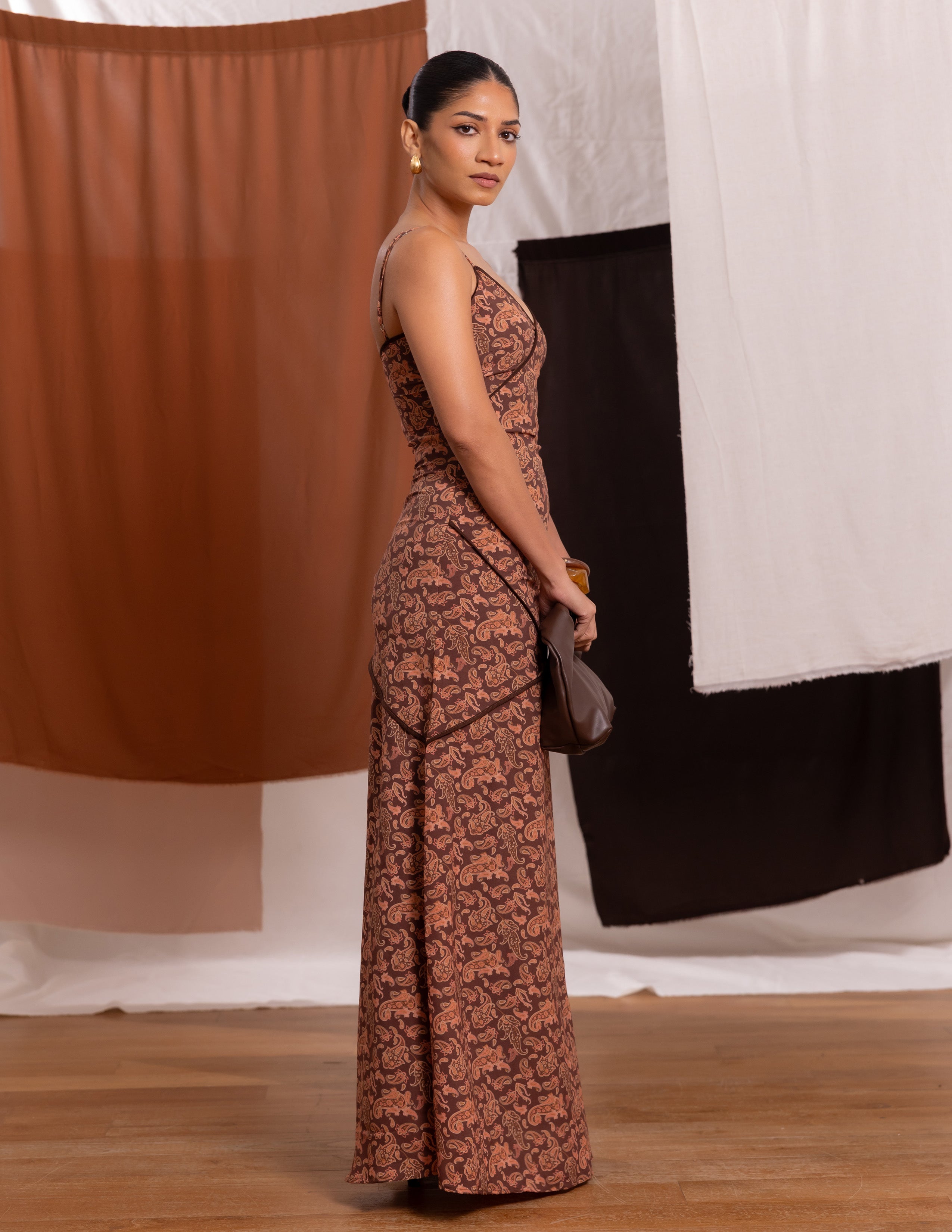 Contrast Binding Detail Maxi Dress