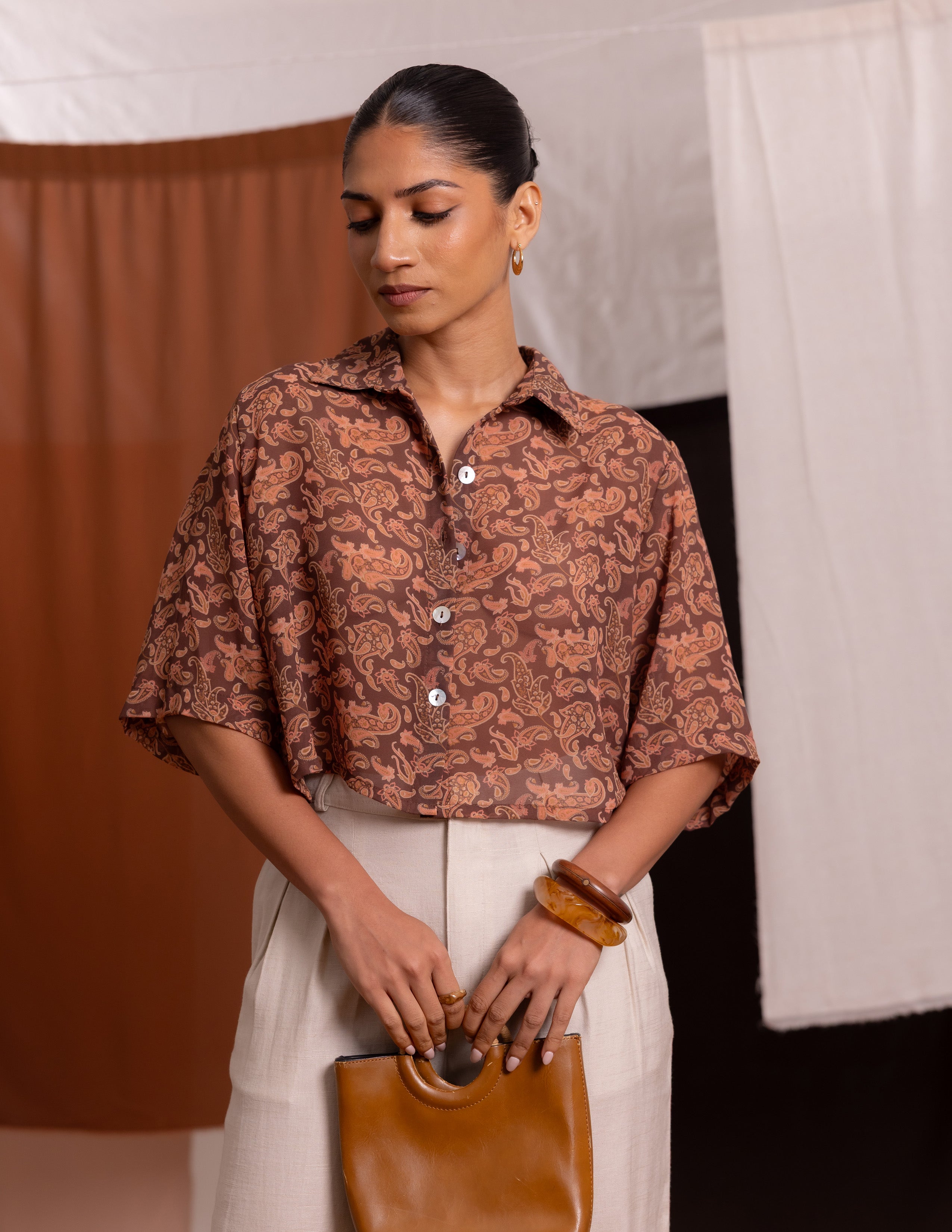 Button Down Crop Shirt