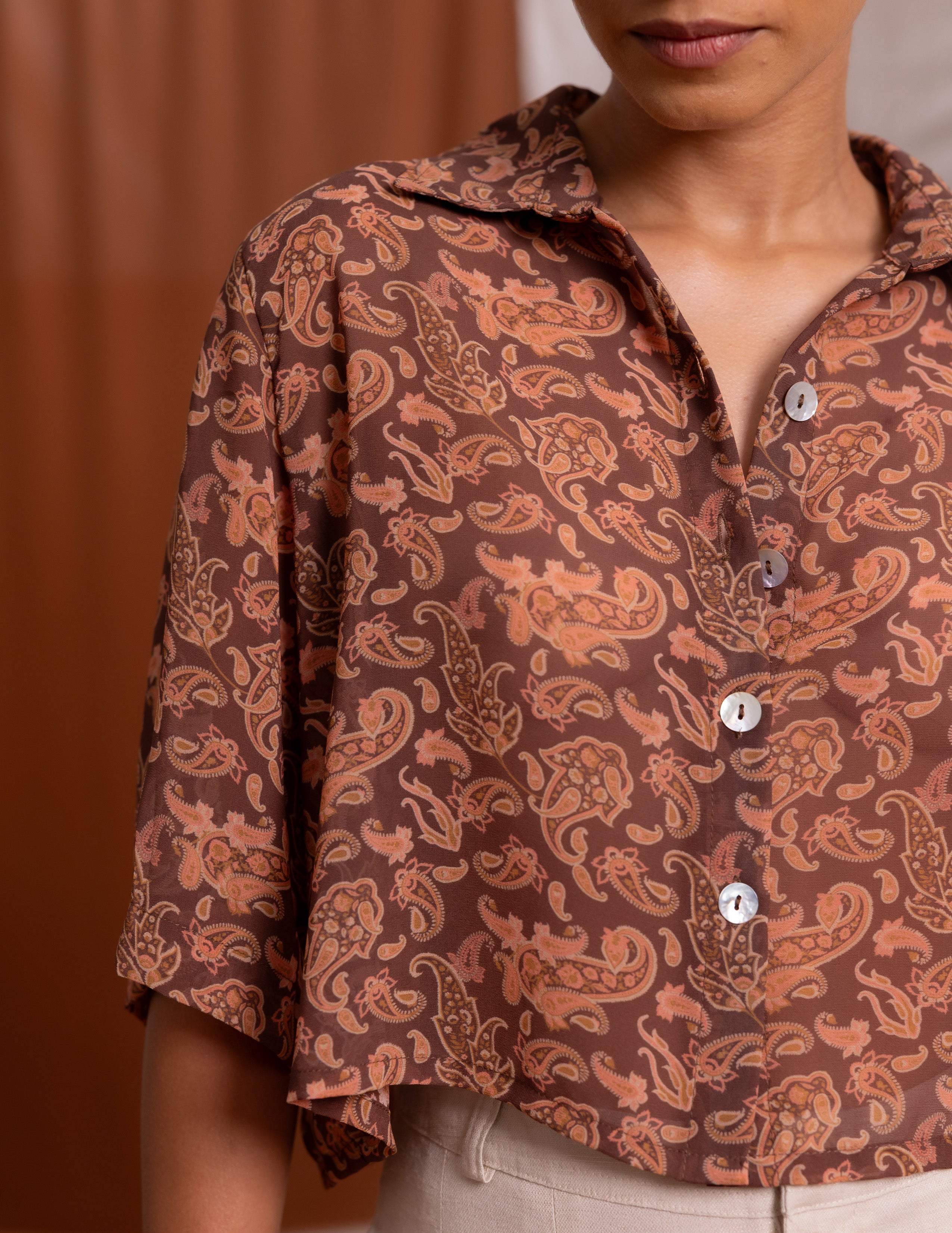 Button Down Crop Shirt