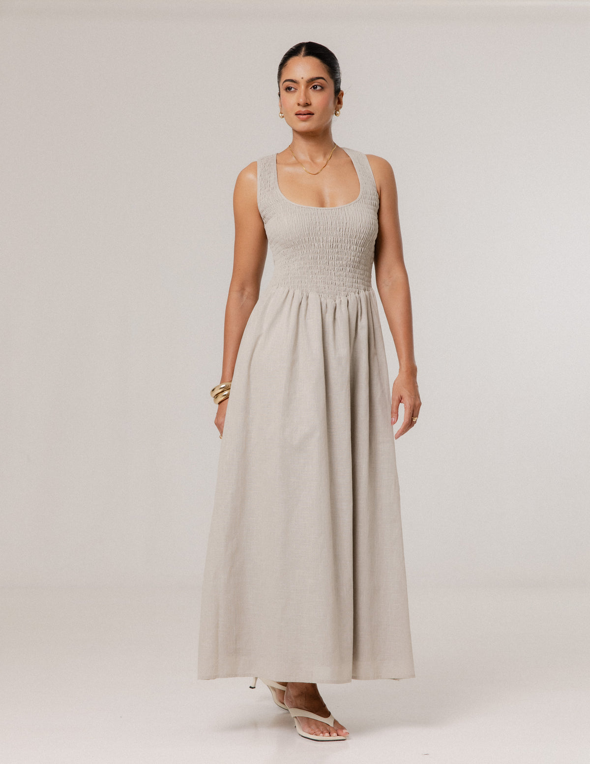 Sleeveless Smocked Maxi Dress