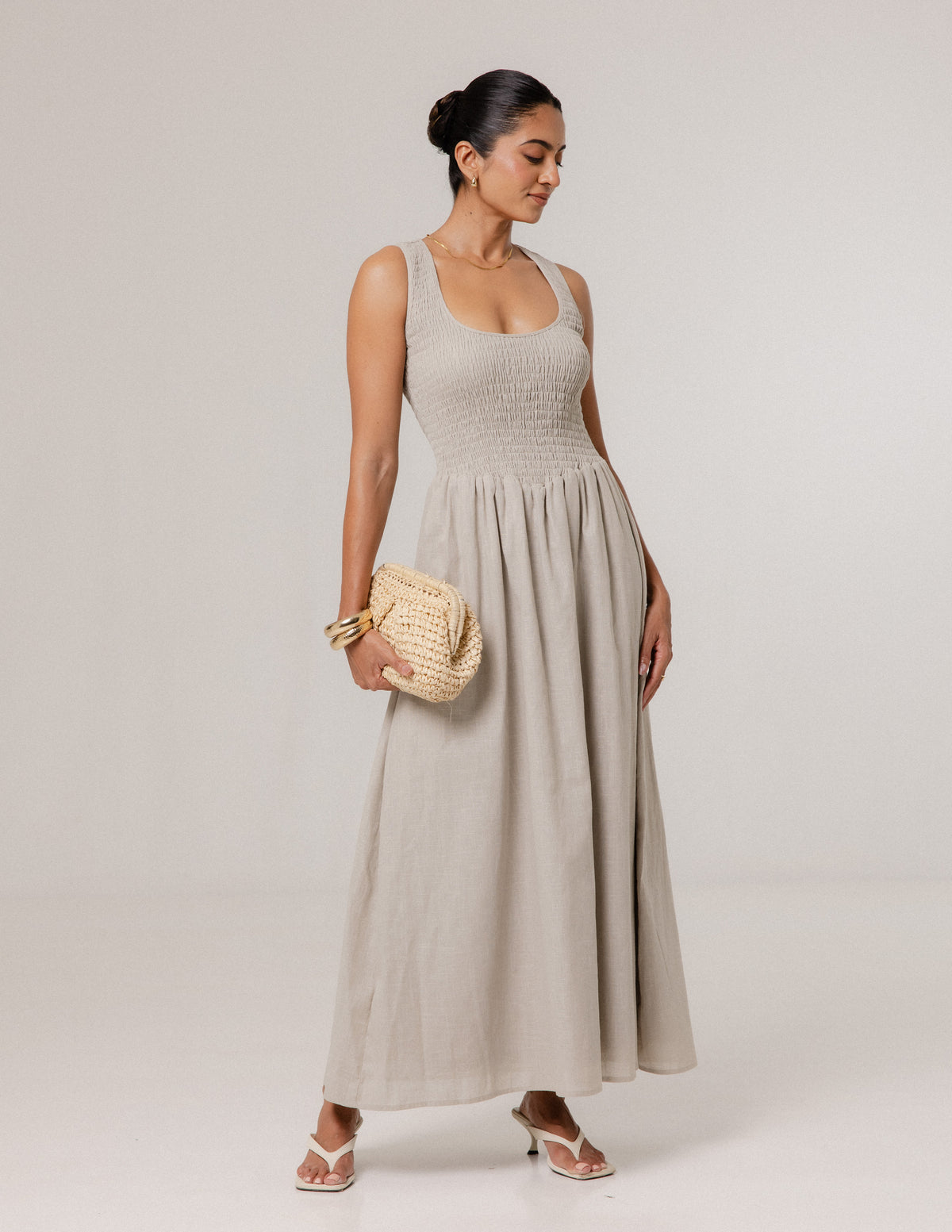 Sleeveless Smocked Maxi Dress