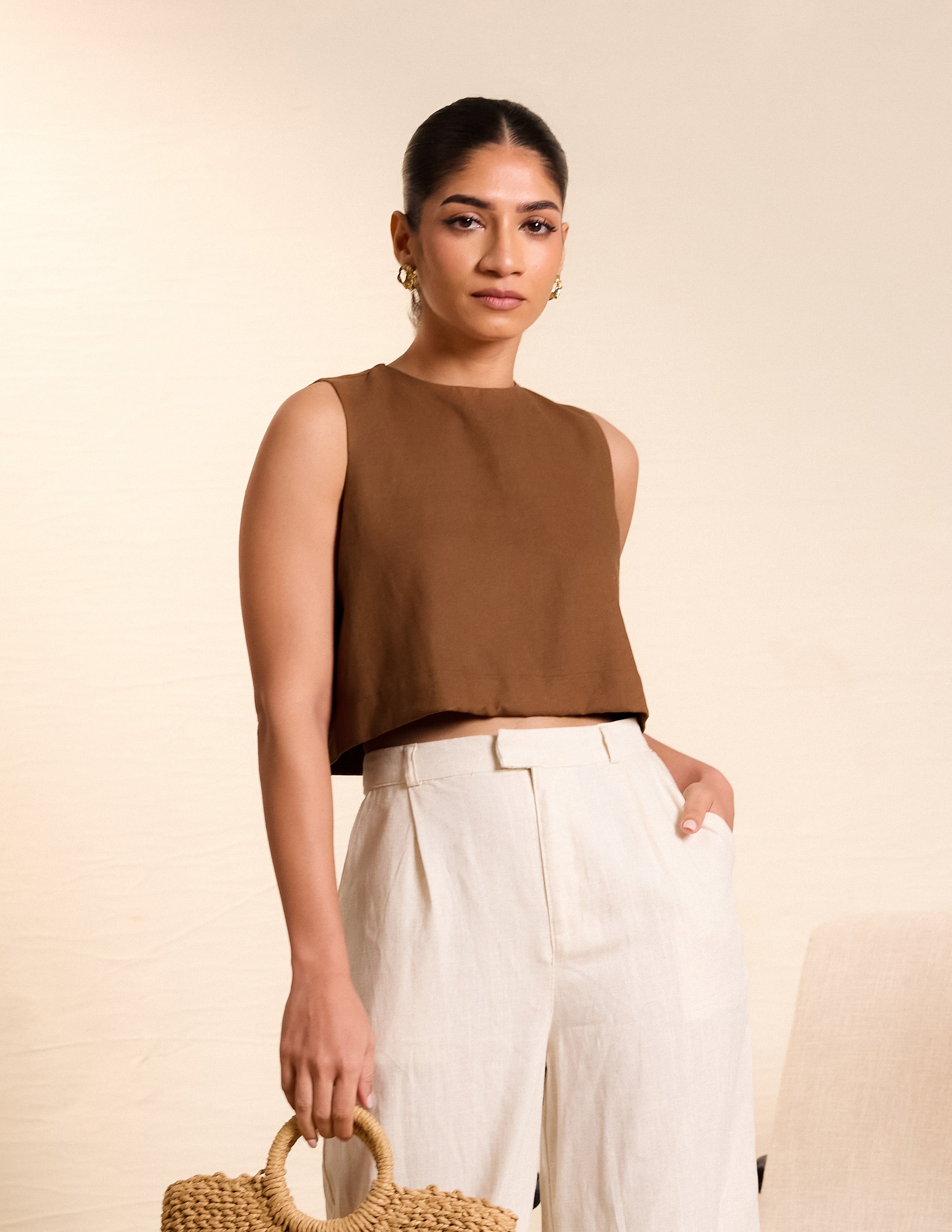 High Neck Sleeveless Top