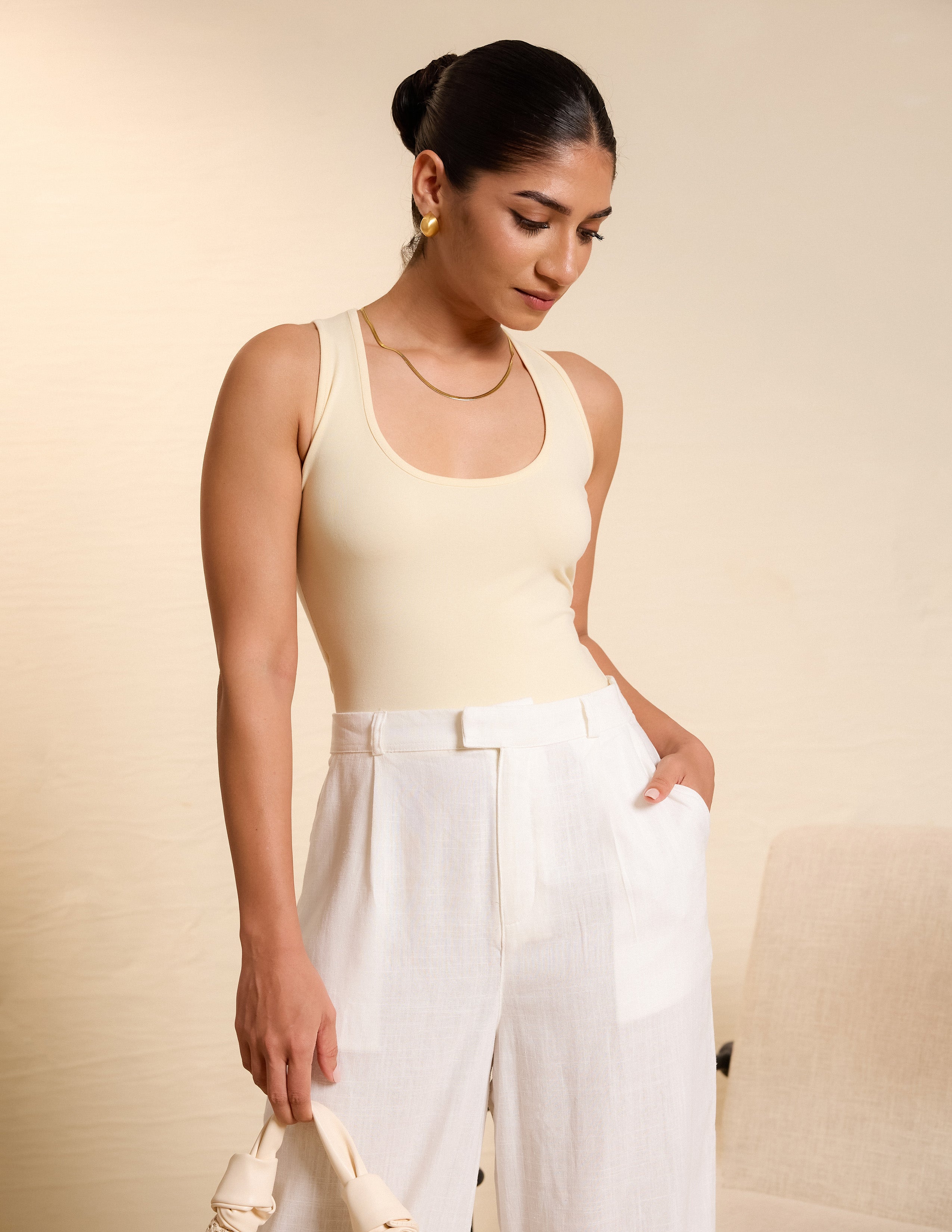 Pleat Detail Wide Leg Pant