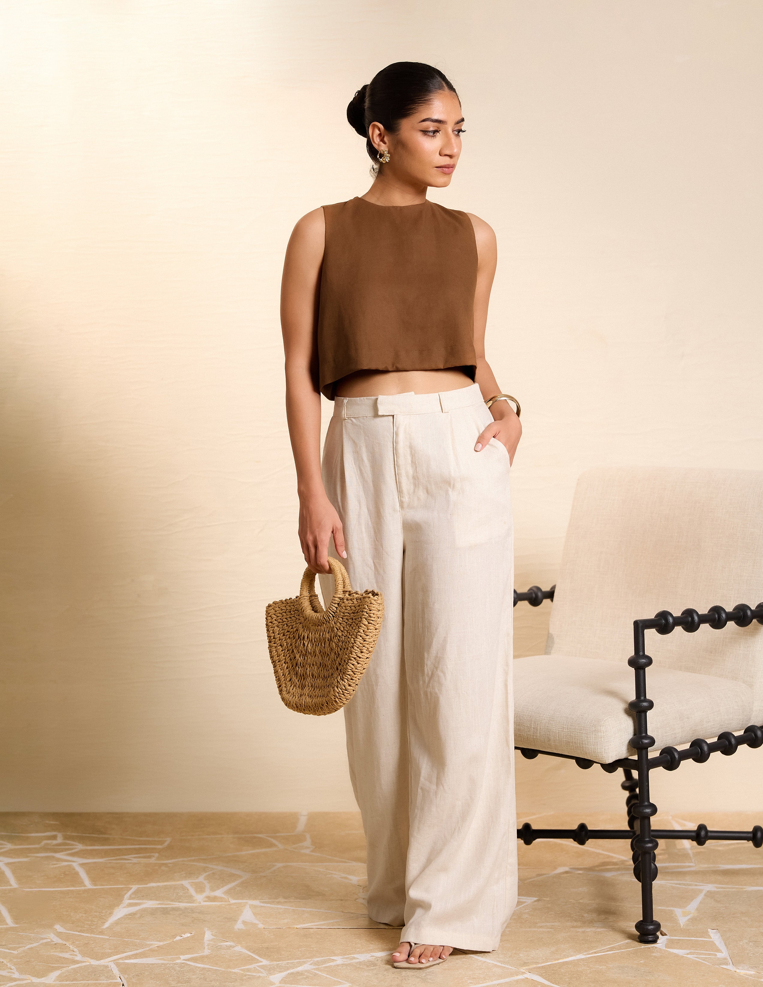 Pleat Detail Wide Leg Pant