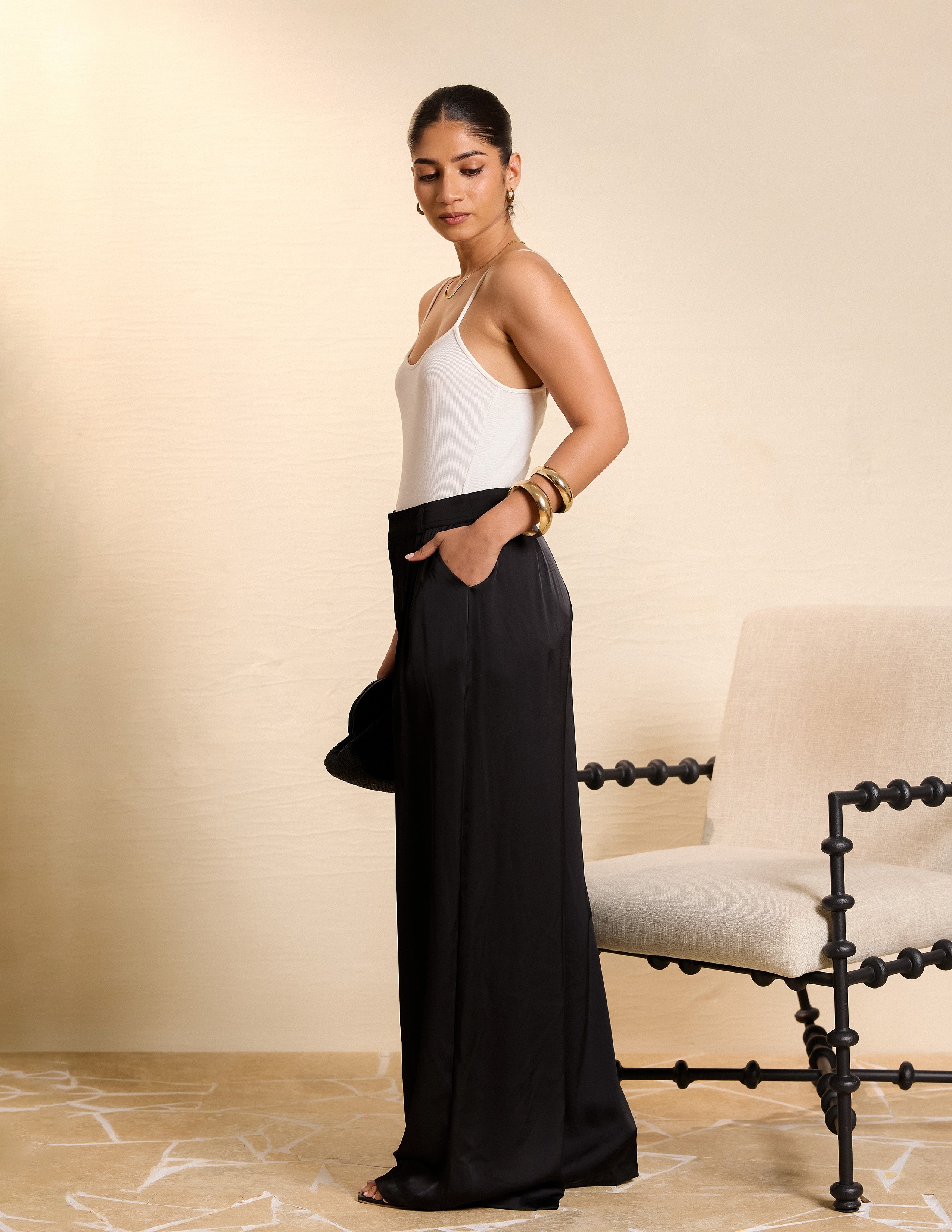 High Waist Satin Pant