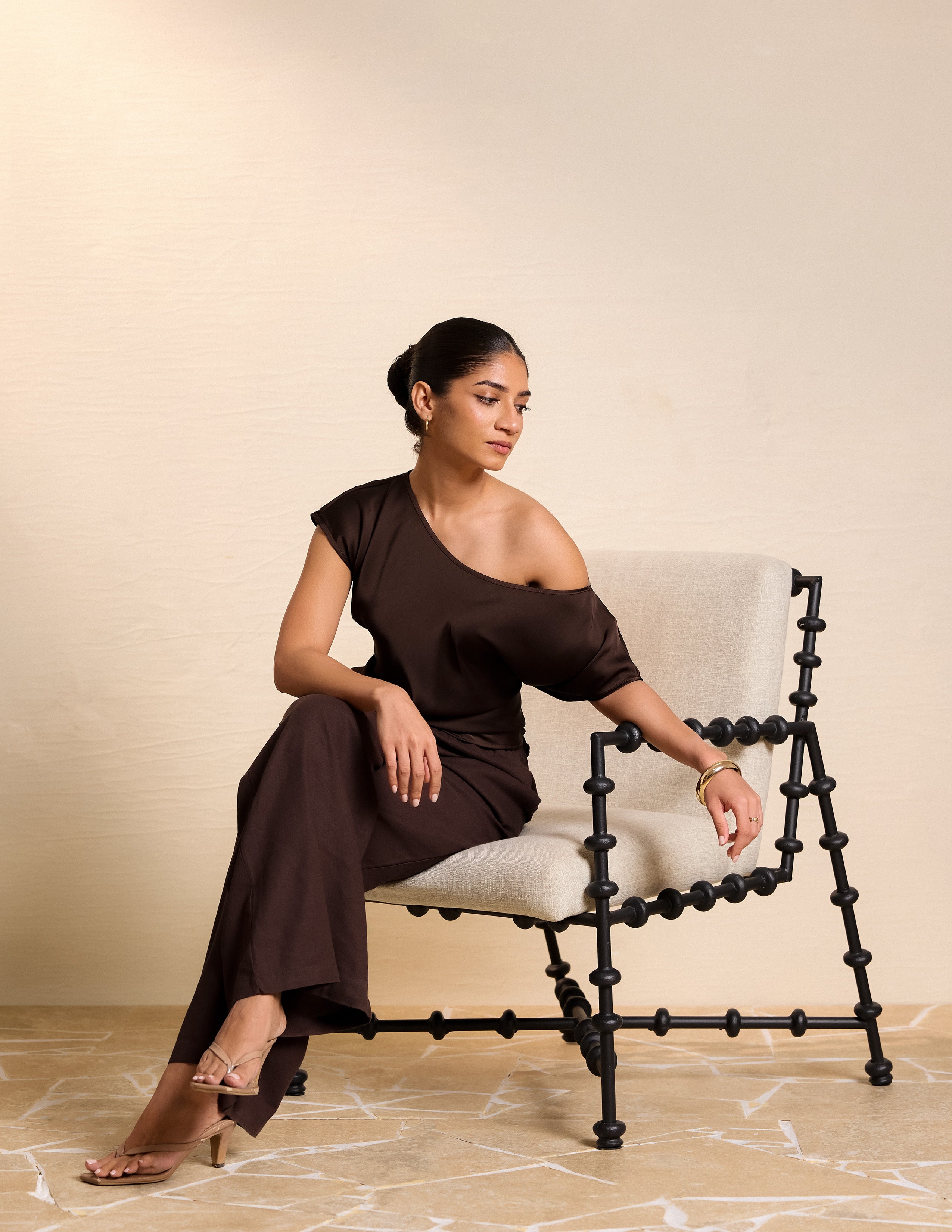Drop Shoulder Satin Top