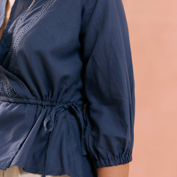 Mock Wrap Detail Peplum Top