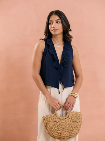 Front Tieup Frill Detail Top