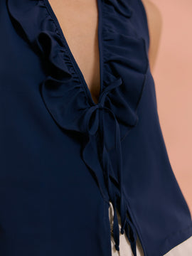 Front Tieup Frill Detail Top