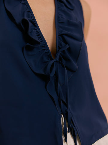 Front Tieup Frill Detail Top