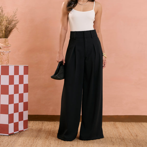 Pleat Detail Wide Leg Pant