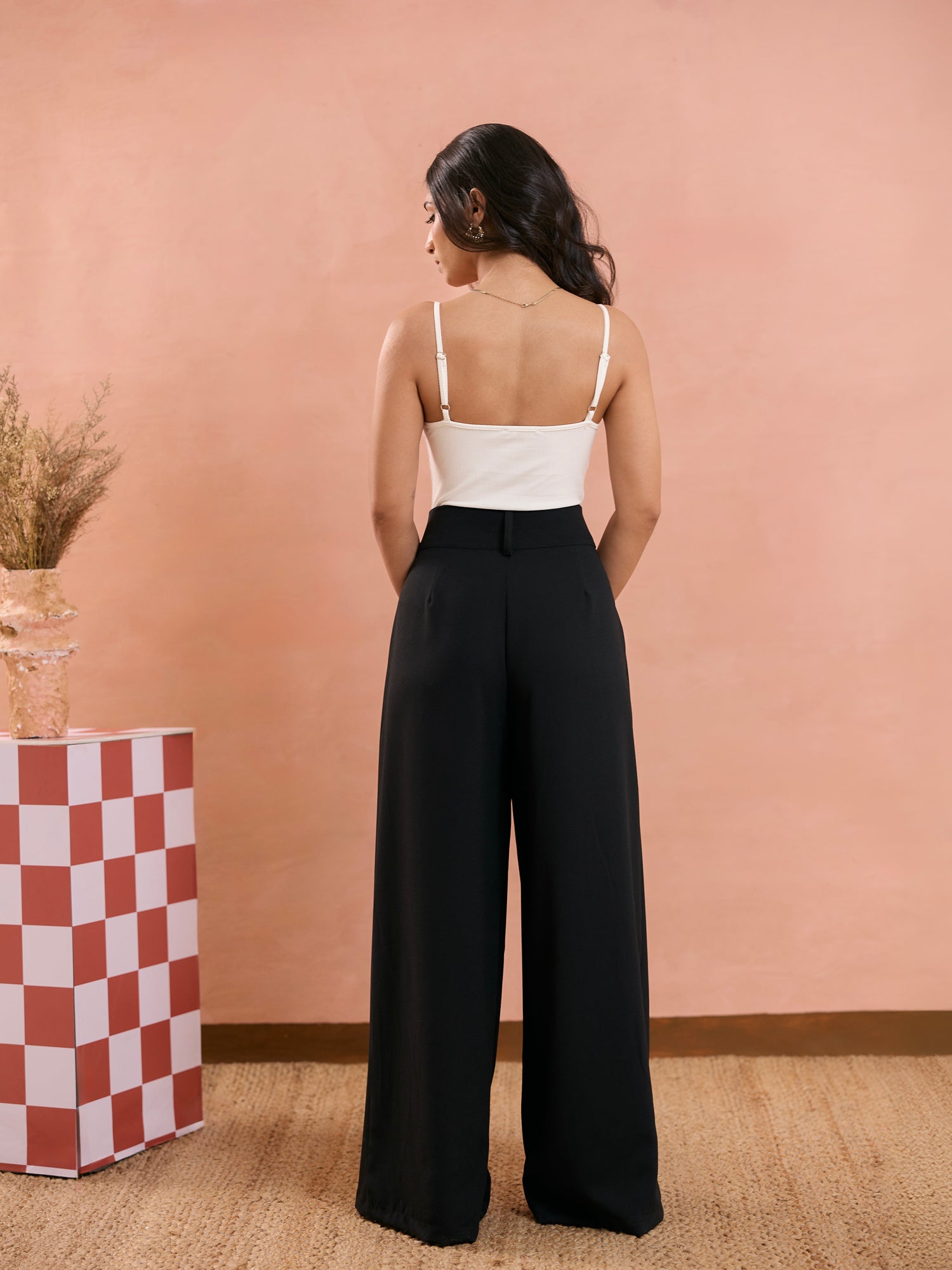 Pleat Detail Wide Leg Pant