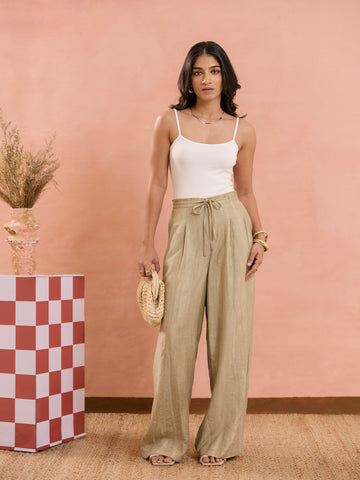 Pleat Detail Wide Leg Pant