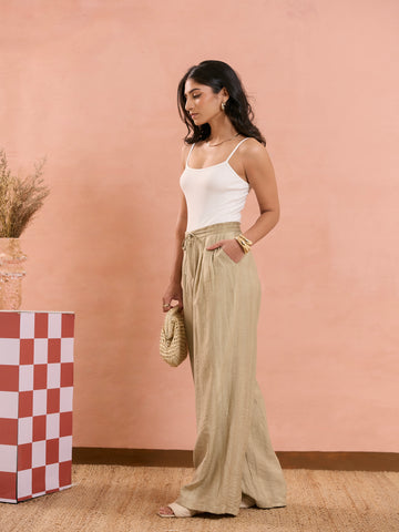 Pleat Detail Wide Leg Pant