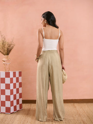 Pleat Detail Wide Leg Pant
